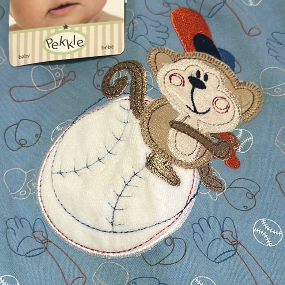 Pekkle - NWT - Blue and Gray Baby Sweatshirt with Monkey Design - Picture 5 of 5